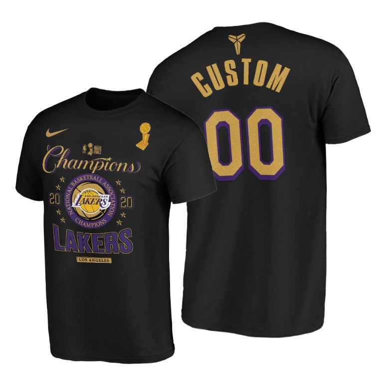 Men's Los Angeles Lakers Custom #00 NBA 2020 Locker Room Finals Champions Black Basketball T-Shirt GUV2383JW